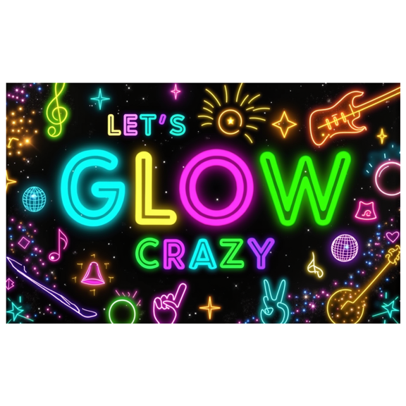 Neon Design Party Decoration Let Glow Music Banner for Disco Party Indoor Decoration Celebration