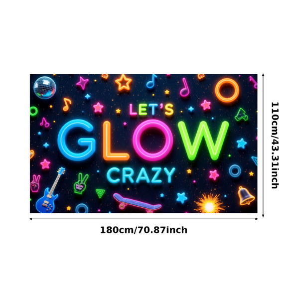 Neon Design Party Decoration Let Glow Music Banner for Disco Party Indoor Decoration Celebration