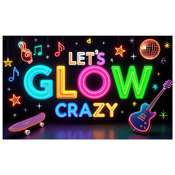 Neon Design Party Decoration Let Glow Music Banner for Disco Party Indoor Decoration Celebration