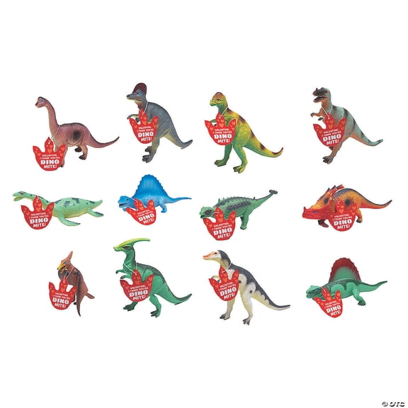 Neon Dinosaur Valentine Exchanges with Card for 24