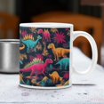 thumbnail image 1 of Neon Dinosaurs Coffee Mug, Jusic Pattern, Dino Lover Gift., 1 of 4