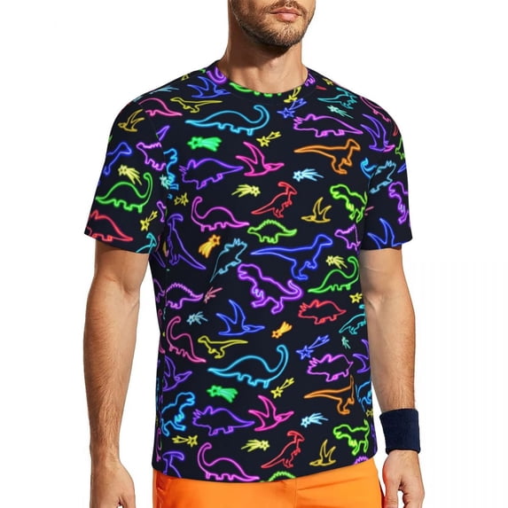 Neon Dinosaurs Running T-Shirt Summer Animal Print Vintage T Shirts Hip Hop Tshirt For Ma