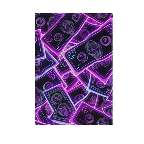 Neon Dollar Bills Garden Flag 12X18 Double Sided Yard Flags for Outside Outdoor All Seasonal Decoration