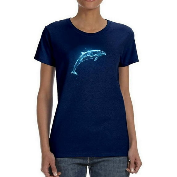 Neon Dolphin Shaped T-Shirt Women -Image by Shutterstock, Female Medium