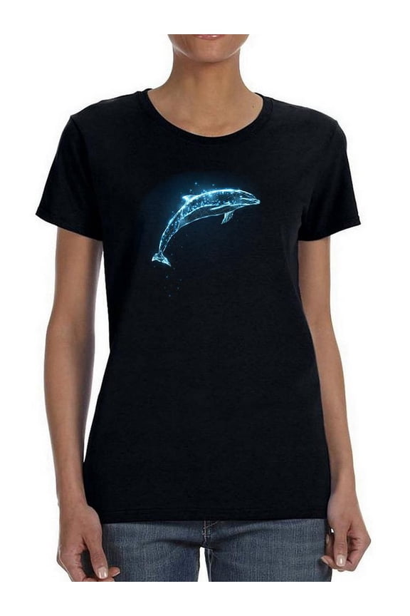 Neon Dolphin Shaped T-Shirt Women -Image by Shutterstock, Female Medium