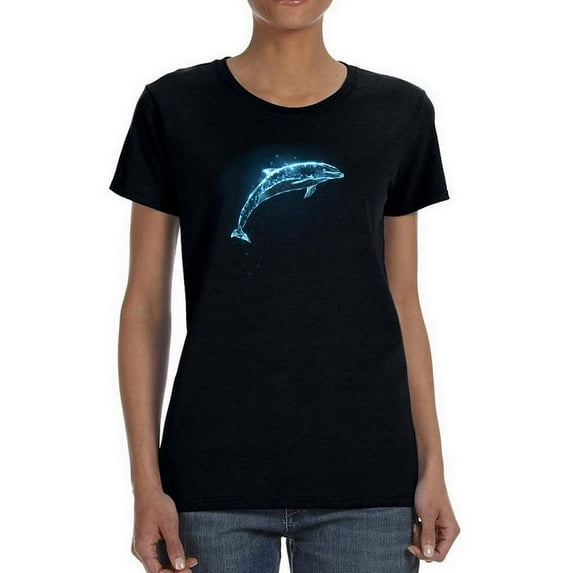 Neon Dolphin Shaped T-Shirt Women -Image by Shutterstock, Female XX-Large