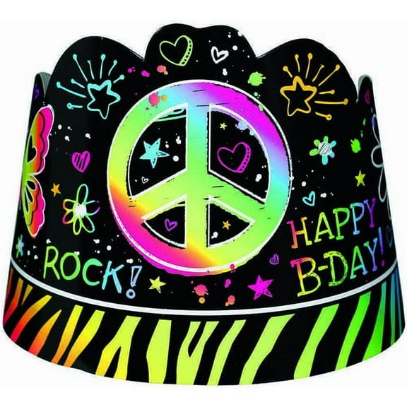 Neon Doodle Paper Tiaras (8ct)