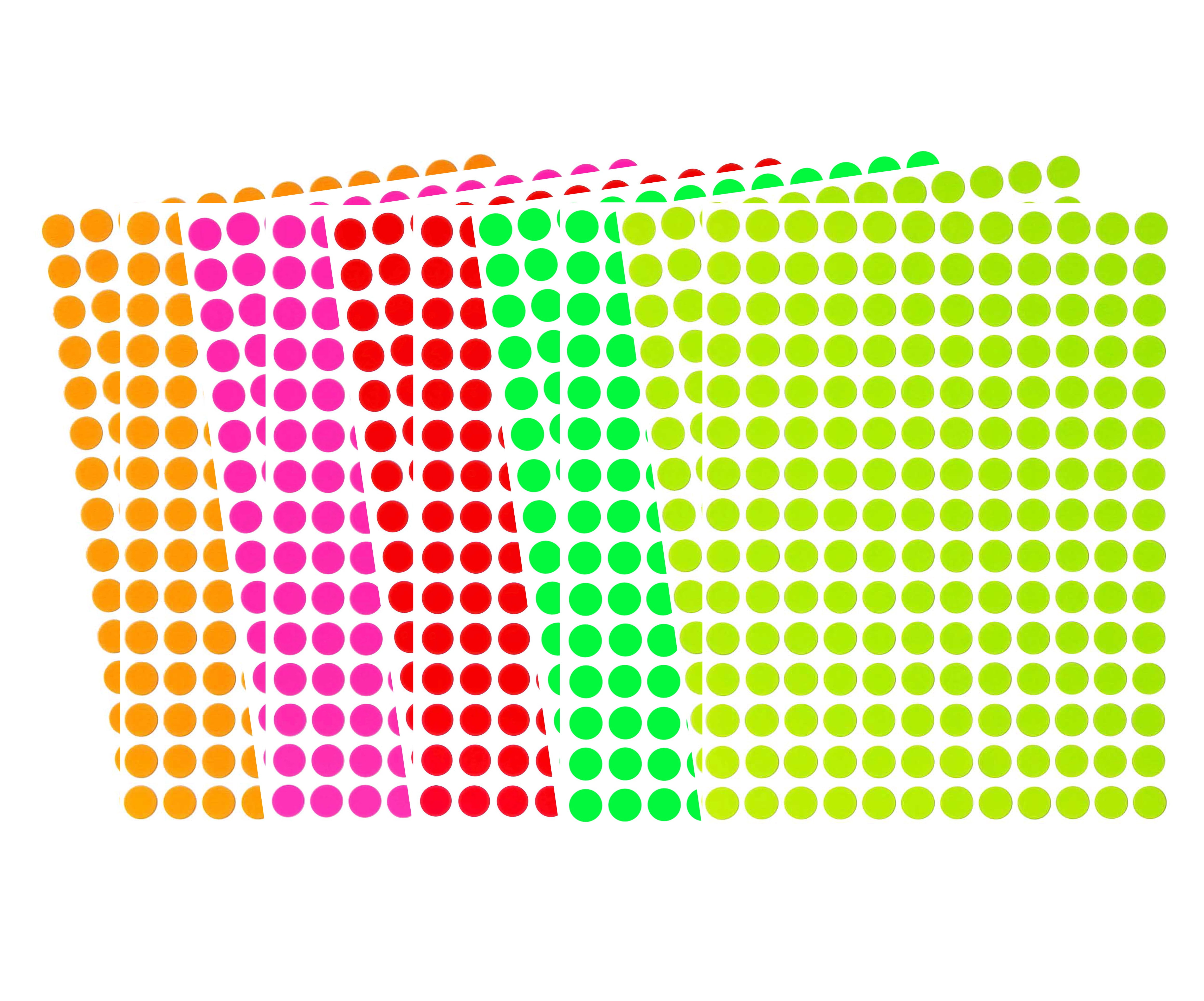 Neon Dot Stickers in 5 Flourescent Colors - 1680 Pack, ¼ Inch Small ...