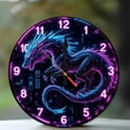thumbnail image 1 of Neon Dragon Clock 10-Inch Silent Wooden Wall Clock, Battery Operated (AA Batteries Not Included), Artistic Home Decor, 1 of 8