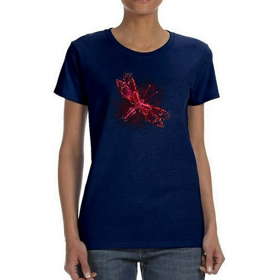 Neon Dragonfly Shaped T-Shirt Women -Image by Shutterstock, Female Large