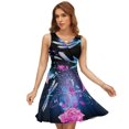 thumbnail image 1 of Neon Dragonfly with Golden Ornament And Rose with Shiny Smoke And Stars Sleeveless Dress Women Summer Evening Dresses Ladies Sundress, 1 of 7