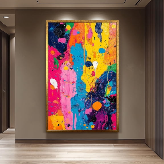 Neon Drip Abstract Poster, Unframed Paper Poster 8x10in