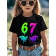 thumbnail image 1 of Neon Dripping 67 Number Graphic T Shirt For Kids Funny Cool Style Birthday Gift Unisex Short Sleeve Cotton Tee, 1 of 6