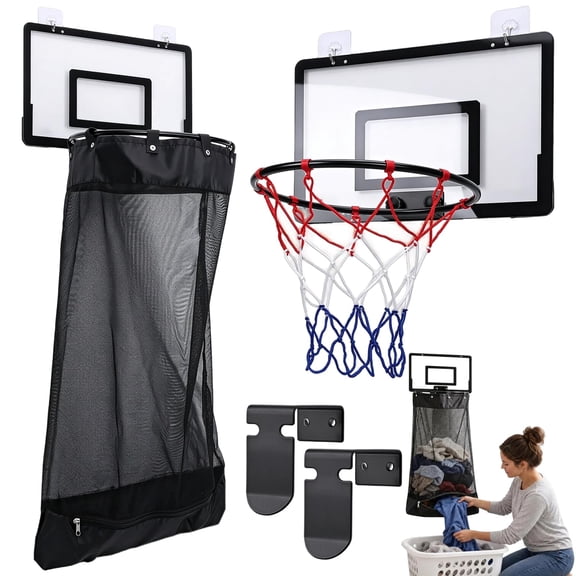 2-in-1 Basketball Hoop Laundry Hamper – Fun Hoop Storage Basket For ...