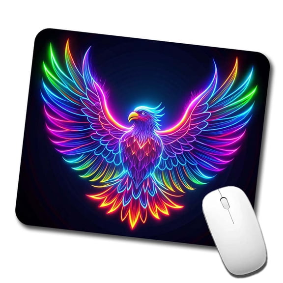 Neon Eagle Firebird Bird Mouse Pad Low Profile Gaming Mat