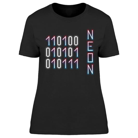Neon Effect Binary Code Design T-Shirt Women -Image by Shutterstock, Female 3X-Large