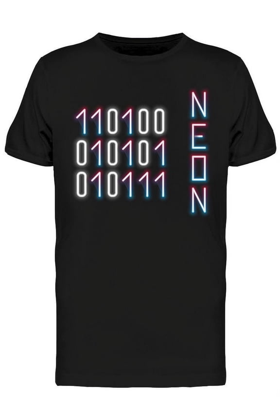 Neon Effect Binary Code T-Shirt Men -Image by Shutterstock, Male 3X-Large
