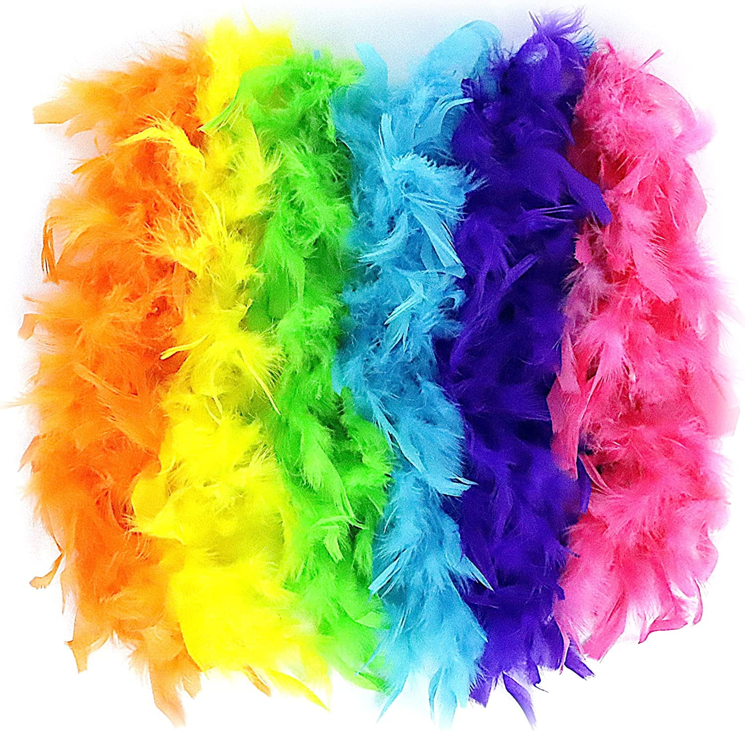 Neon Feather Boas - 6 Pack of 6 Feet Long Boas with Feathers - Perfect for  Halloween Costumes, Party Outfits, and Party Favors