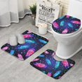 thumbnail image 1 of Neon Feather with Dots Pattern Bathroom Rugs Sets 3 Piece,Toilet Cover Set,Absorbent Non Slip Bathroom Mats Sets with U-Shaped Contour Rug Toilet Rug Set, 1 of 5