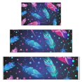 thumbnail image 1 of Neon Feather with Dots Pattern Kitchen Rugs Sets Of 3,Kitchen Runner Rugs Non Skid Washable,Decorative Kitchen Floor Mats for Kitchen,Sink,Laundry,17"x30"+ 17"x47" + 17"x59", 1 of 6
