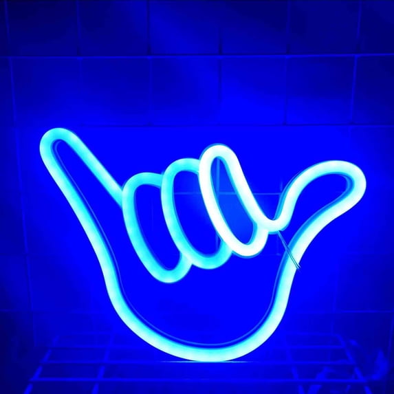 Neon Finger Sign LED Wall Light, USB and Battery Powered Neon Lamp, Creative Hand Gesture Room Decor, Energy Saving Night Light for Bedroom Bar Party Game Room Gift