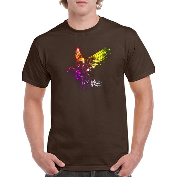 Neon Fire Pegasus T-Shirt Men -Image by Shutterstock, Male Large