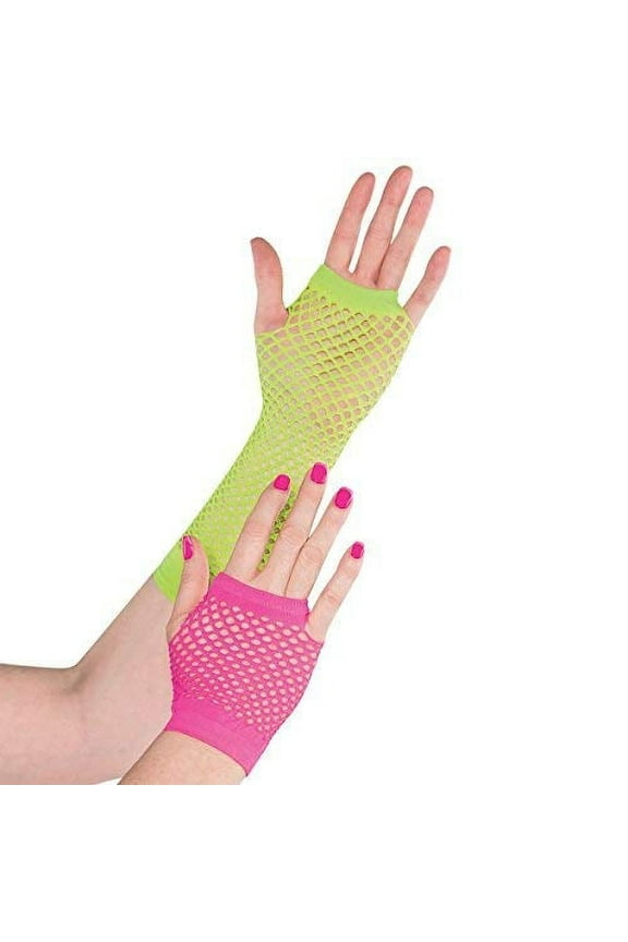 Neon Fishnet Gloves, Multicolor One Size
