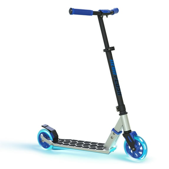 Neon Flash Kids Scooter with LED Lights Blue Light Up Deck & Wheels