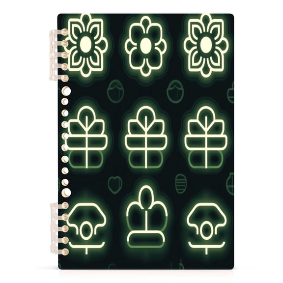 Neon Floral Pattern A5 8.3x5.7in PP Notebook, Adjustable Rings, 60 Sheets, Diary or Journey Note
