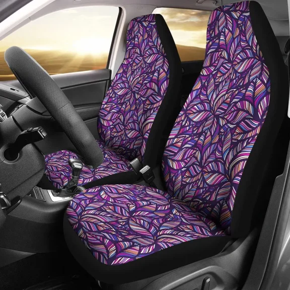 Neon Floral Tropical Hawaiian Palm Leaves Pattern Print Seat Cover Car Seat Covers Set 2 Pc Car Accessories Car Mats