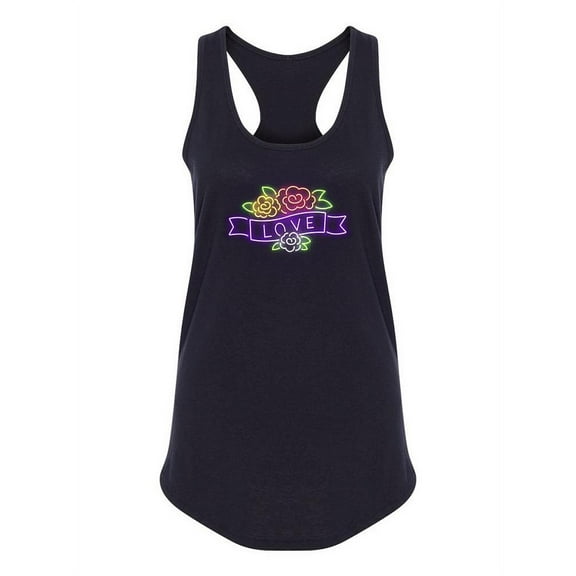 Neon Flowers Love Tank Women -Image by Shutterstock, Female XX-Large