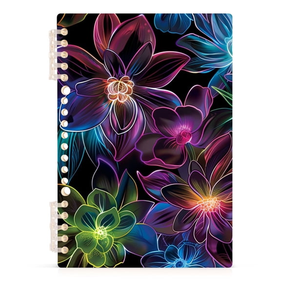 Neon Flowers Notebooks 1-subject Journal 60 Sheets A5 College Ruled Paper Detachable Ring 8.3"x5.7"