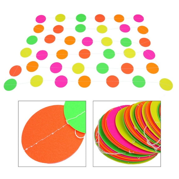 Neon Fluorescent Garland Blacklight Glow Party Decor Happy Birthday Banner Halloween Christmas Decor Room Decor Supplies Round Smile Home