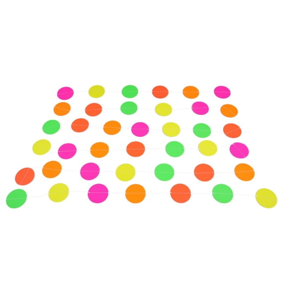 Neon Fluorescent Garland for Blacklight Parties – Glow-in-the-Dark Round & Star Party Decoration Banner, 2.6M PVC Festive String Decor for Birthday, Wedding, Carnival, Stage & Glow Events(Round)
