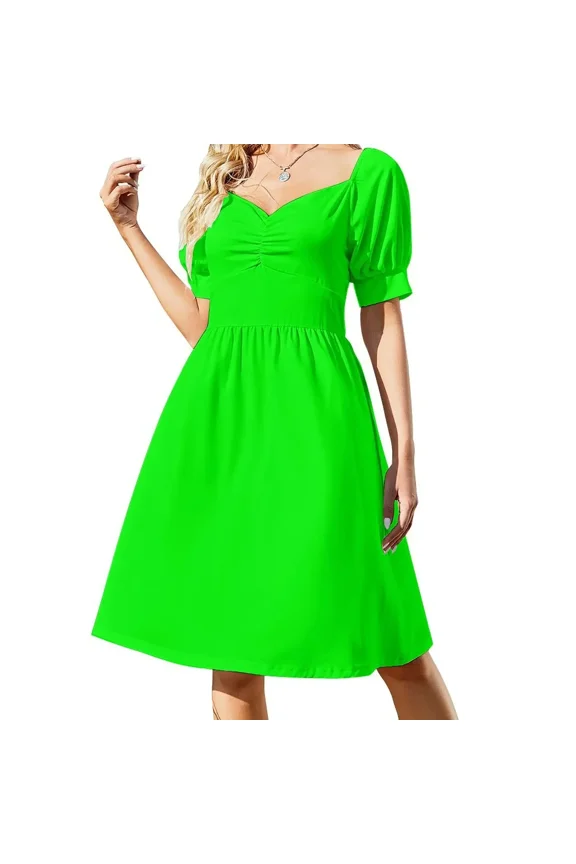 Neon Fluorescent Green Sleeveless Dress chic and elegant woman dress Beachwear bandage dress Clothing female