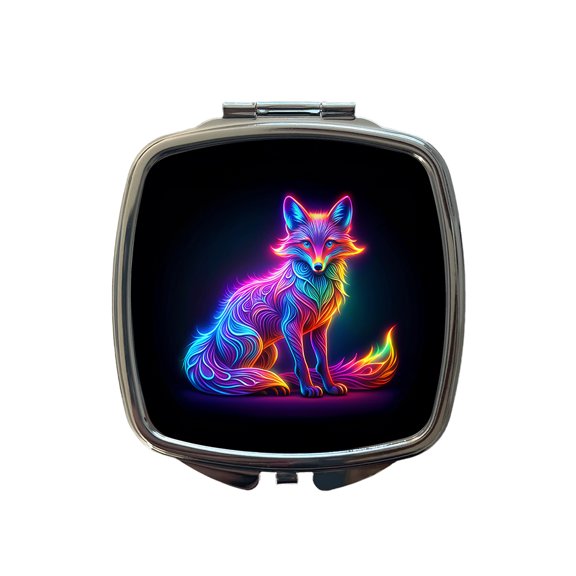Neon Fox Travel Makeup Handbag Purse Small Pocket Compact Mirror