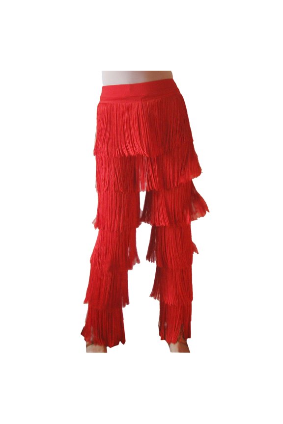 Neon Fringe Layers Tassels Women's Performance Latin Salsa Dance Pants