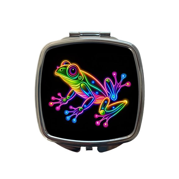 Neon Frog Travel Makeup Handbag Purse Small Pocket Compact Mirror