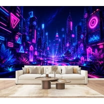 Neon Hexagon cyber futuristic Blue Purple Glow Geometric Abstract Peel ...
