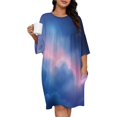 thumbnail image 1 of Neon Galaxy Nebula Universe Starlight Sleepshirts For Sleeping Travels Loose Sleepdress Pajama Dress Soft Nightdress Sleepwear, 1 of 7