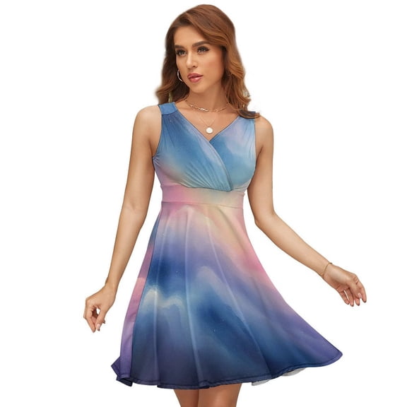 Neon Galaxy Universe Starlight Dress Summer Street Style Dresses Female Sleeveless Printed Sundress
