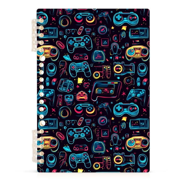 Neon Game Controllers Notebooks 1-subject Journal 60 Sheets A5 College Ruled Paper Detachable Ring 8.3"x5.7"