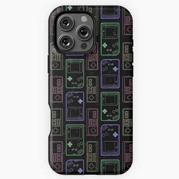Neon GameBoy Retro Console Gamer Pop Culture Case Protective Case for iPhone 11 12 13 14 15 16 17 Pro Max