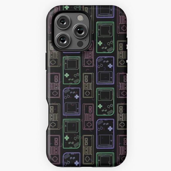 Neon GameBoy Retro Glow Console H1561 Premium Case for iPhone 17 16 15 14 13 12 11 Pro Max – Unisex Design