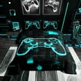 thumbnail image 1 of Neon Gamer Gifts Gaming Gifts Gamer Comforter Set Game Controller Bedding Set Geometric Gamer Decor Teen Down Comforter with 2 Pillowcases,Full,Blue Black, 1 of 7