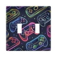 thumbnail image 1 of Neon Gaming Joystick Light Switch Plate Covers 2 Gang Wall Plate Plastics Outlet Covers for Kitchen Home Office Decor, 1 of 8