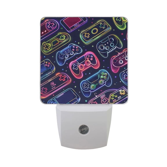 Neon Gaming Joystick Night Light 2 Pack LED Nightlight Plug into Wall Dusk to Dawn Sensor Soft White