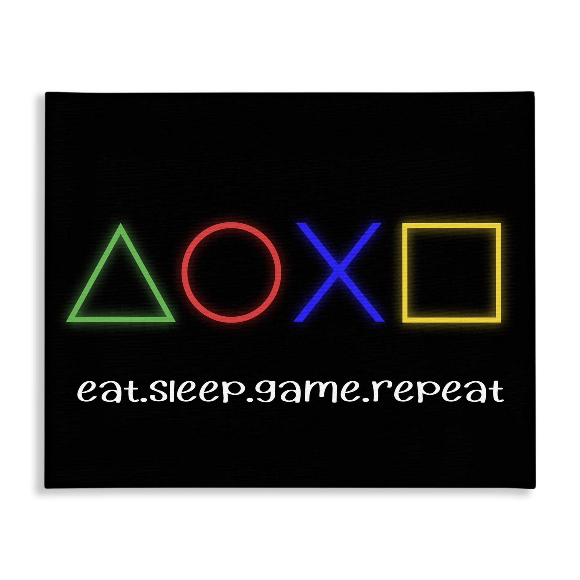Neon Gaming Symbols & Words Canvas Wall Art, design by Christine Simpson Art