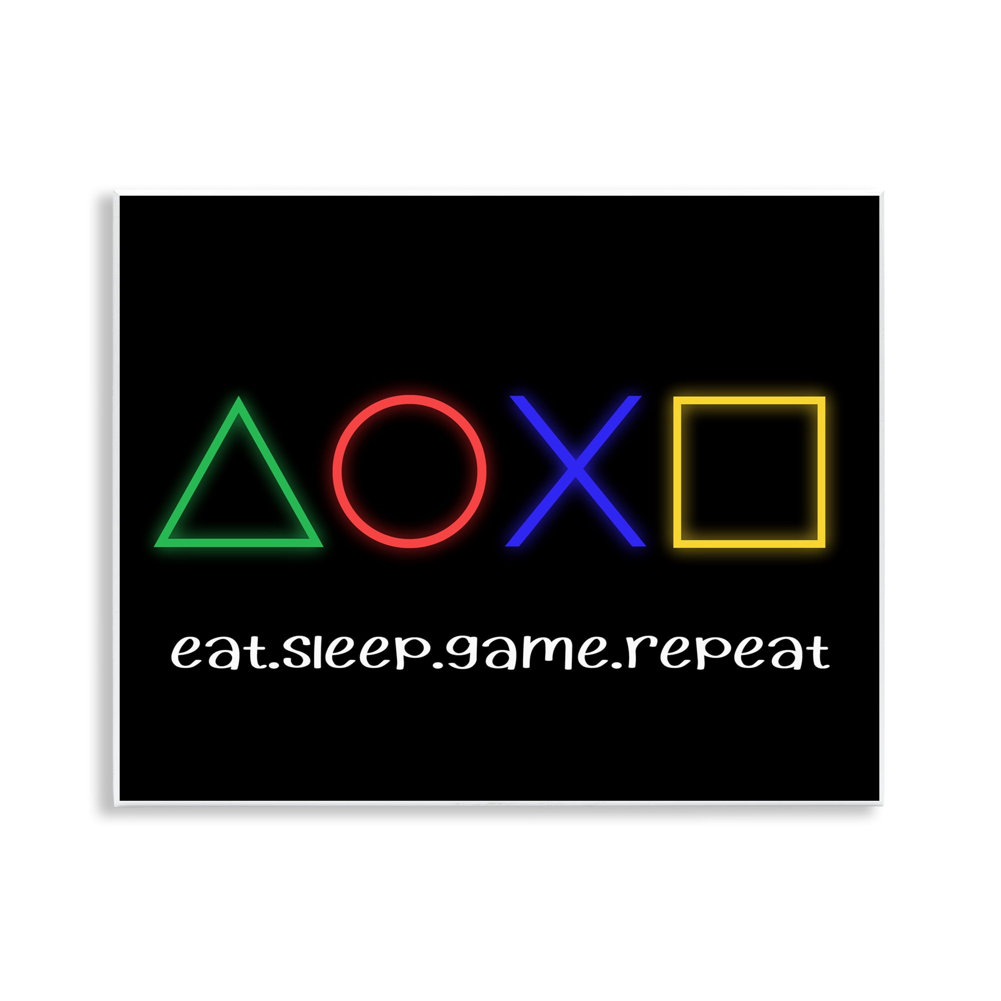 Neon Gaming Symbols & Words Wall Plaque Art, design by Christine Simpson Art