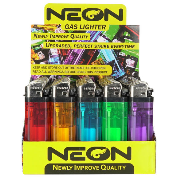 Neon Gas Disposable Lighters Perfect Strike Every time Pack Of 50